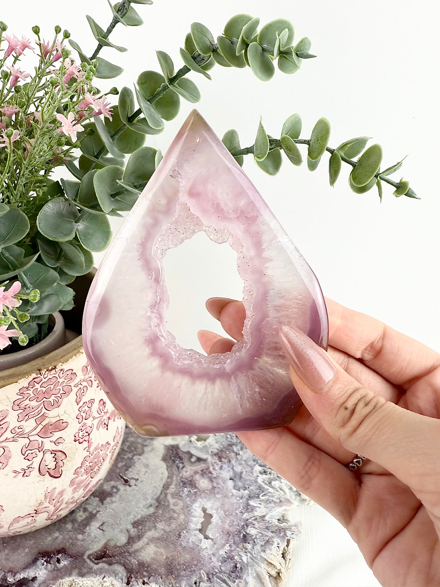 Pink Agate Sugar Druzy Freeform – 2.