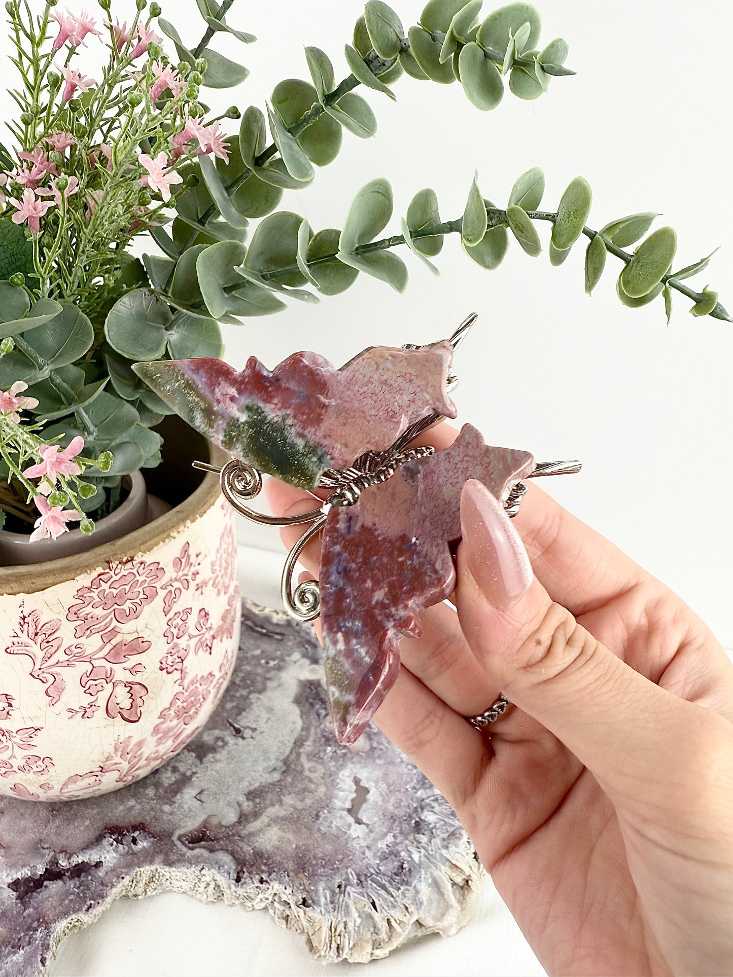 Pink Ocean Jasper Butterfly