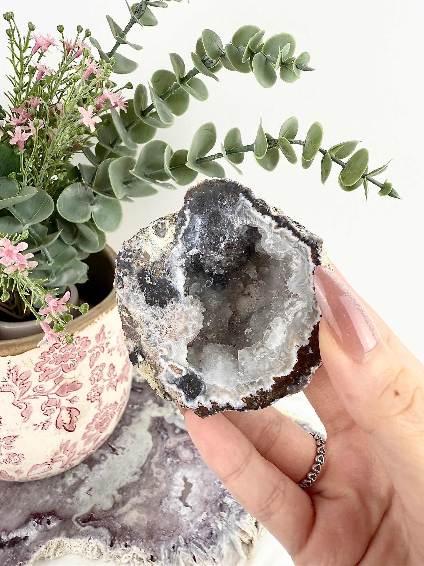 Black Druzy Agate Geode