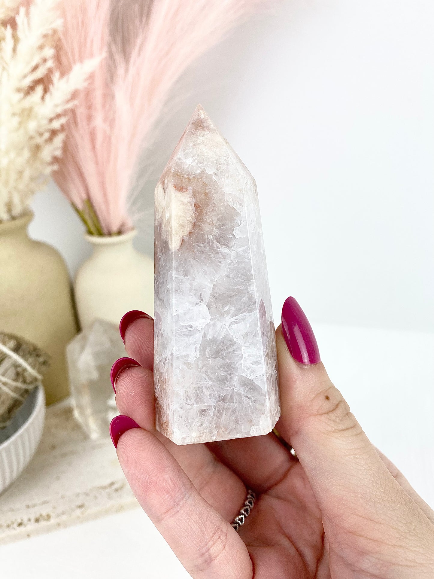 Pink Amethyst x Flower Agate Tower