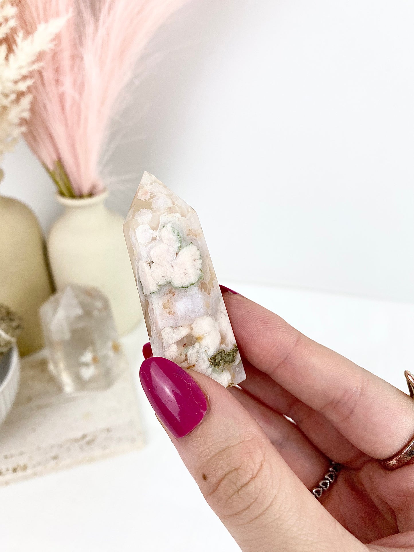 Pink Amethyst Flower Agate Tower