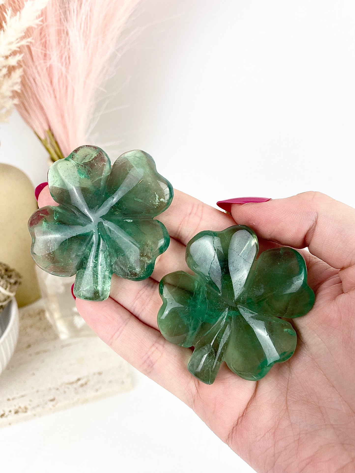 Green Fluorite Clovers