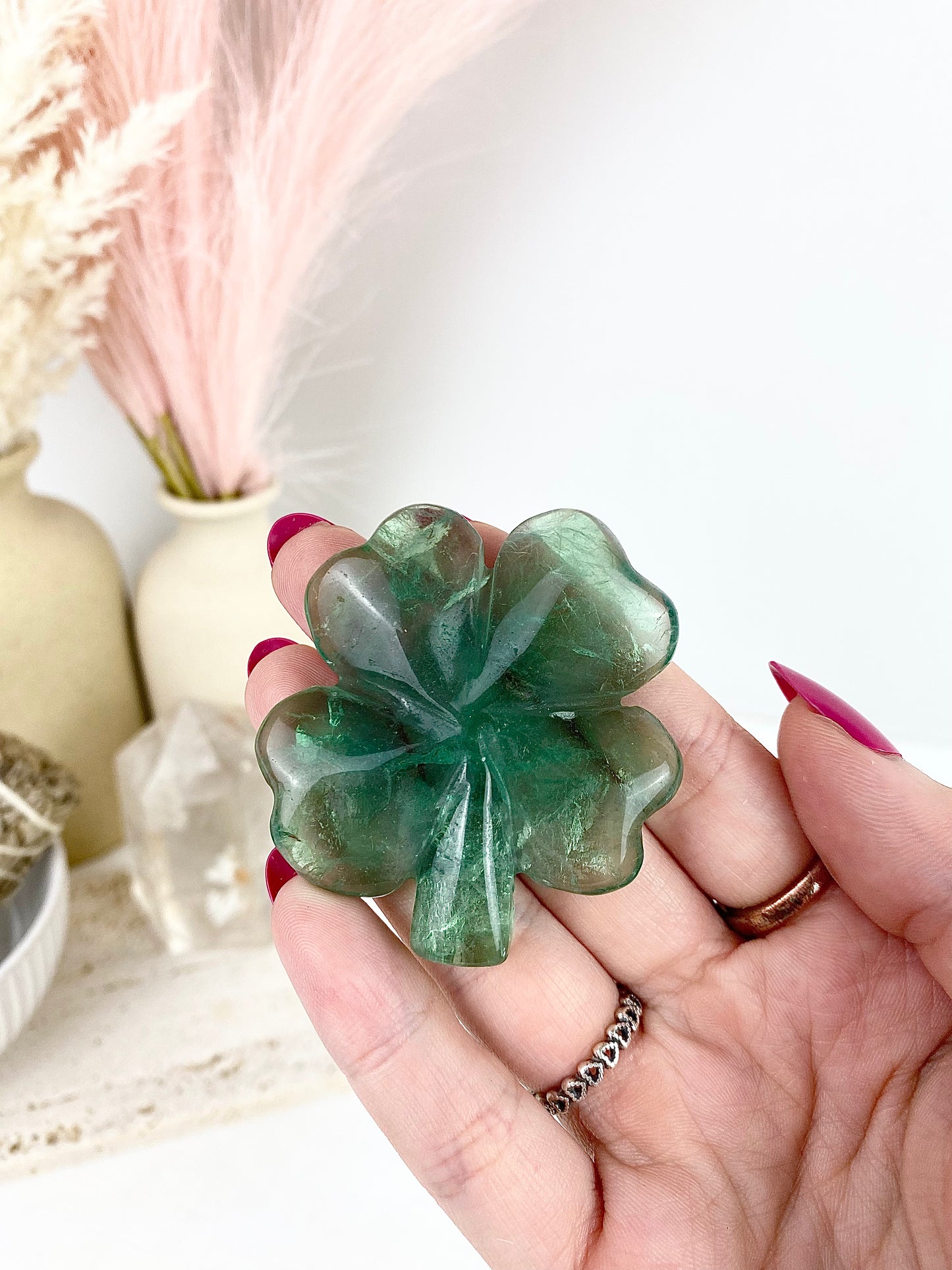 Green Fluorite Clovers