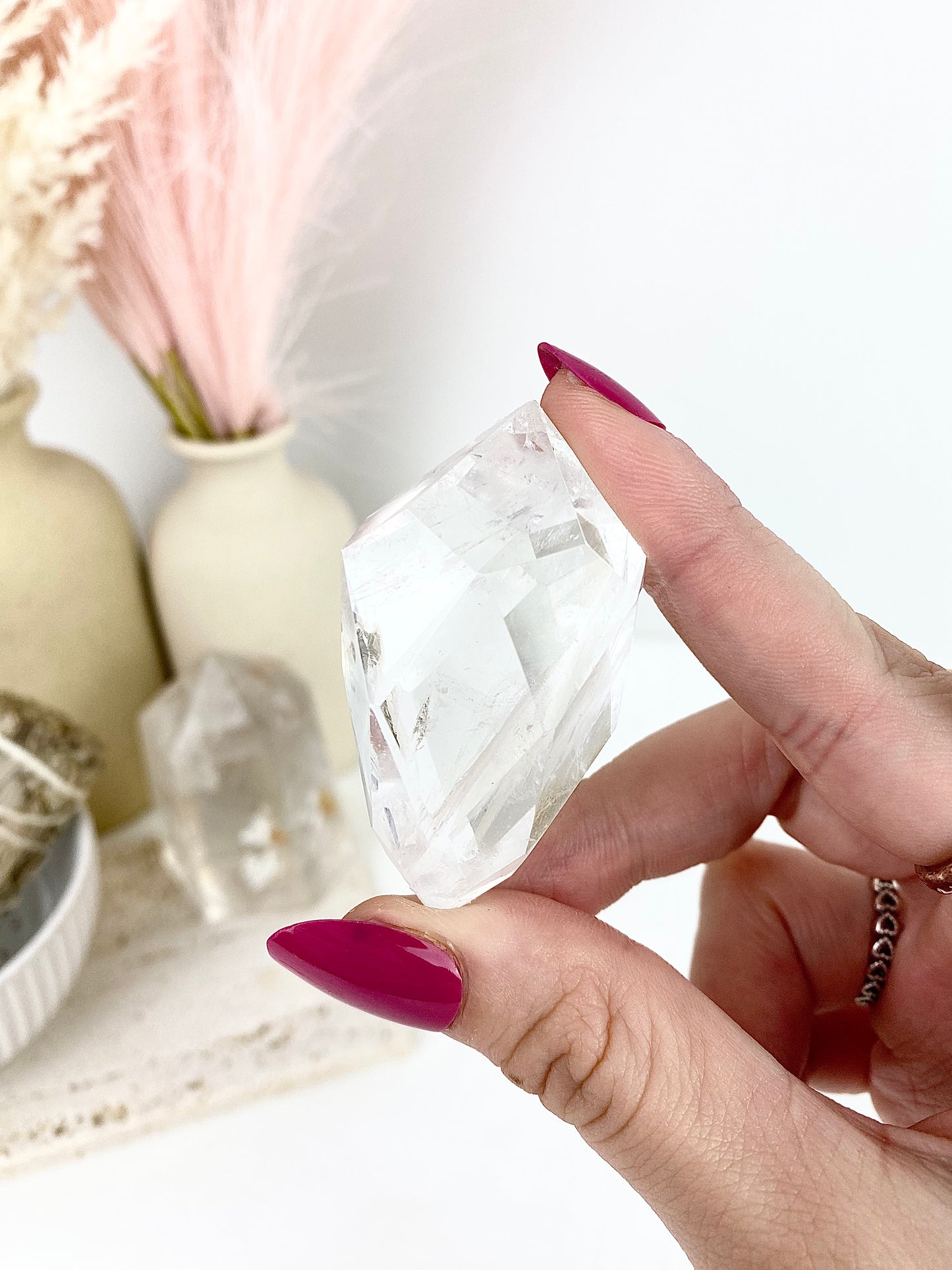 Clear Quartz Faceted Diamond