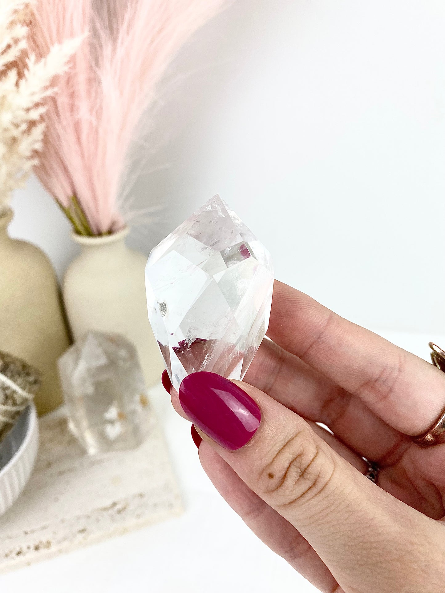 Clear Quartz Faceted Diamond