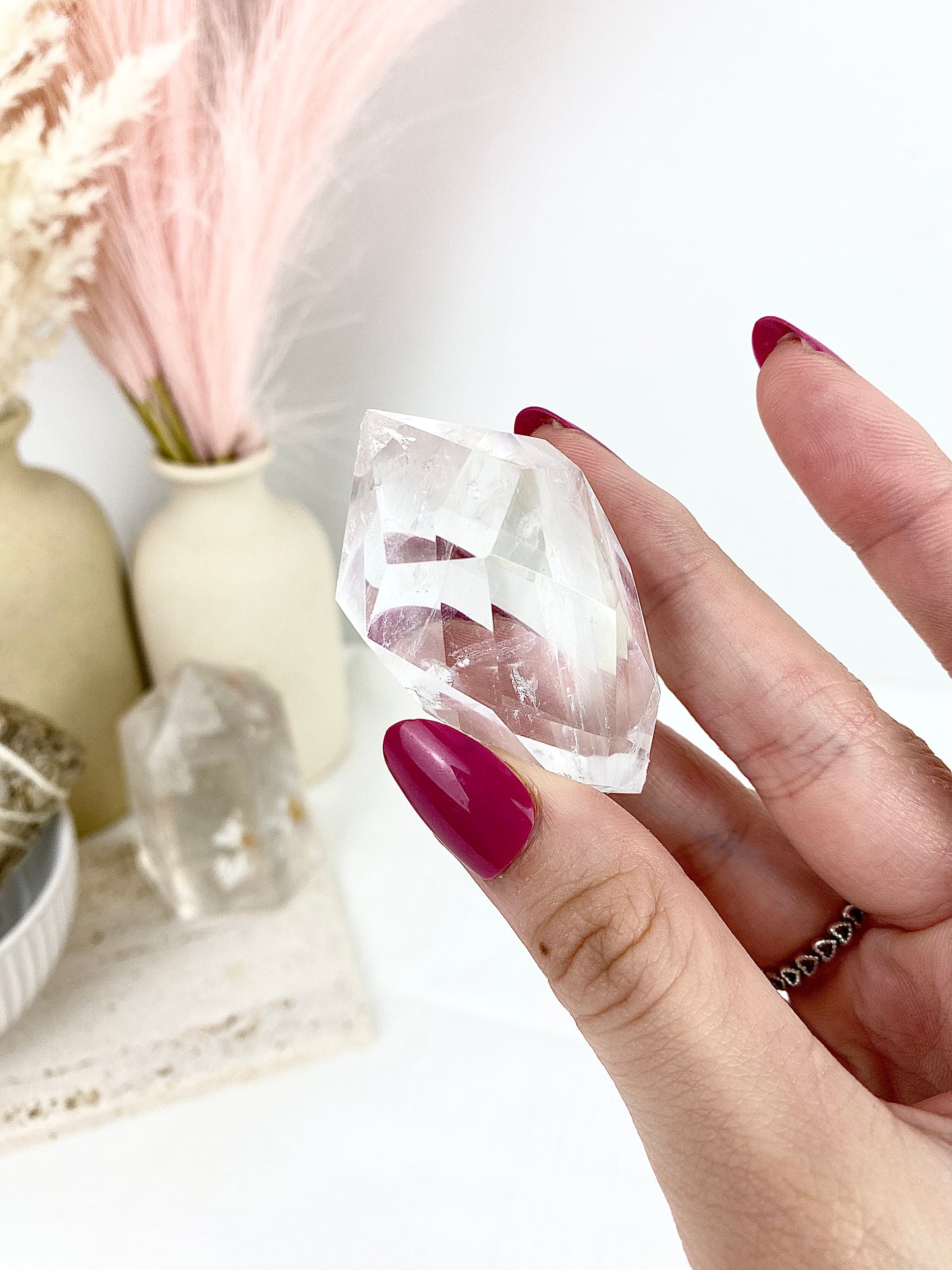 Clear Quartz Faceted Diamond