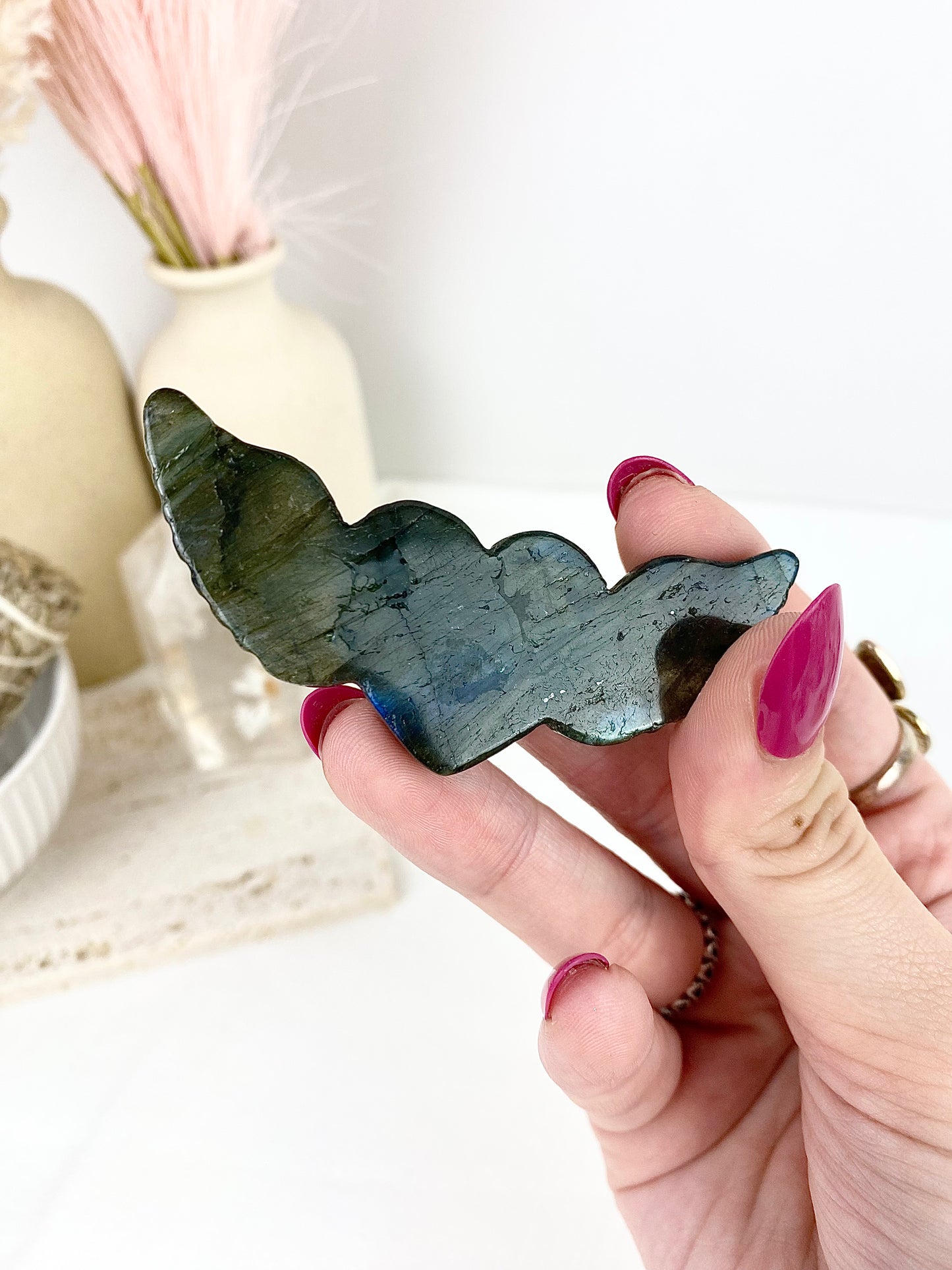 Labradorite Heart with Wings
