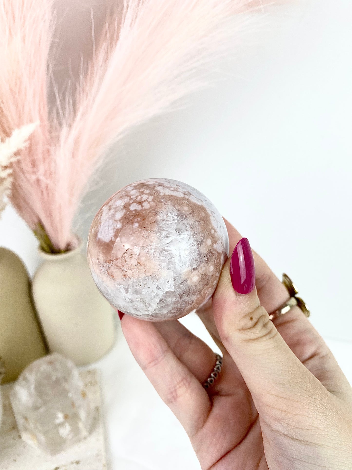 Pink Amethyst Large Sphere with Metal Stand