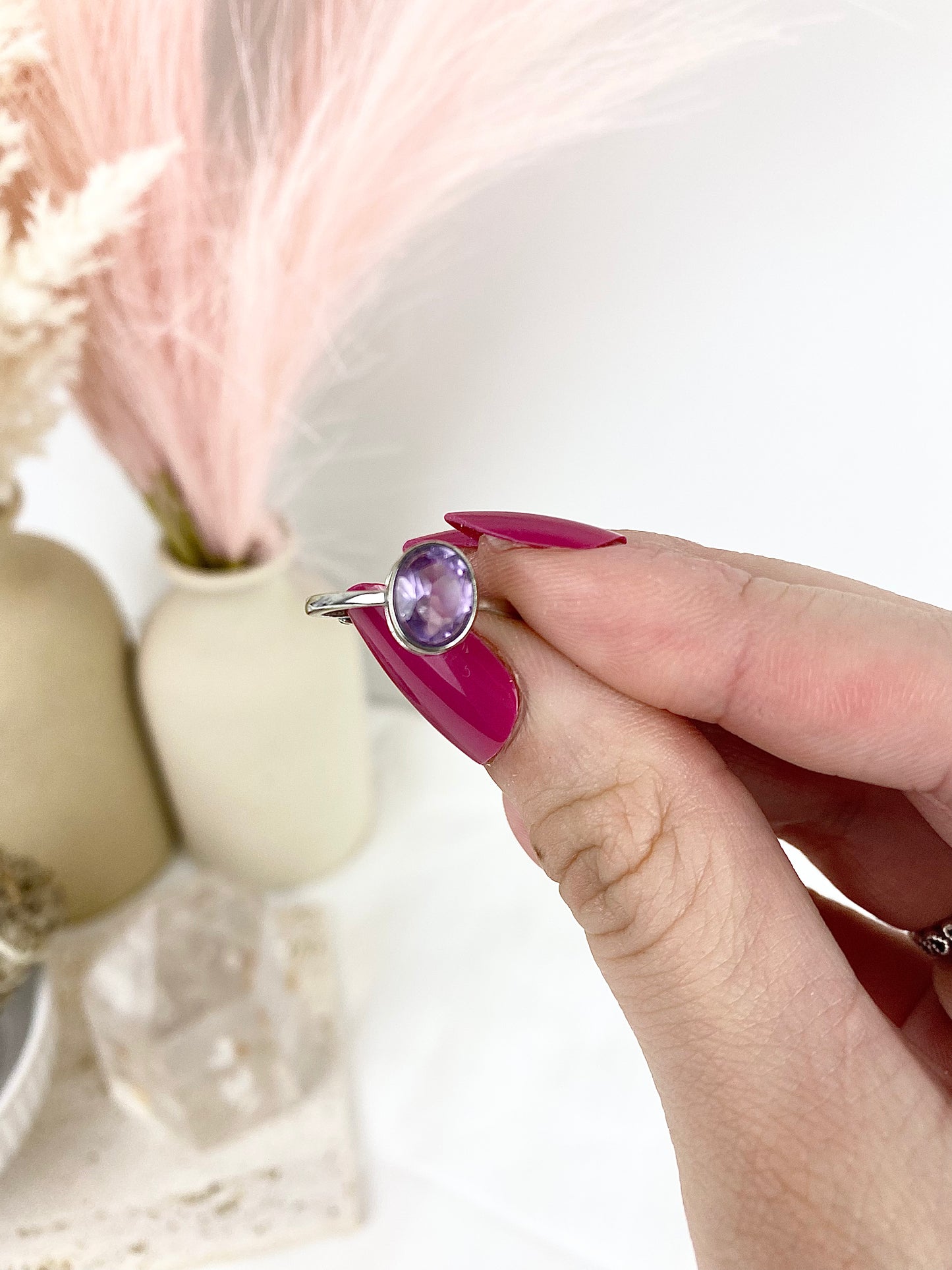 s925 Amethyst Faceted Silver Ring