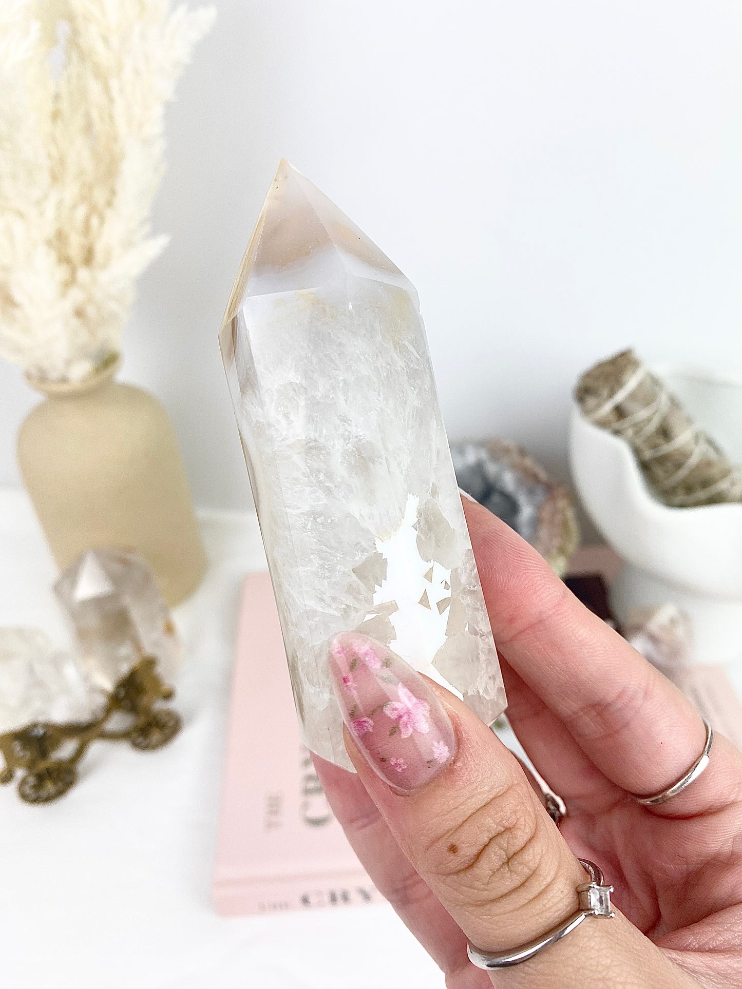 ✿ High Quality Flower Agate with Quartz Tower —1. ✿