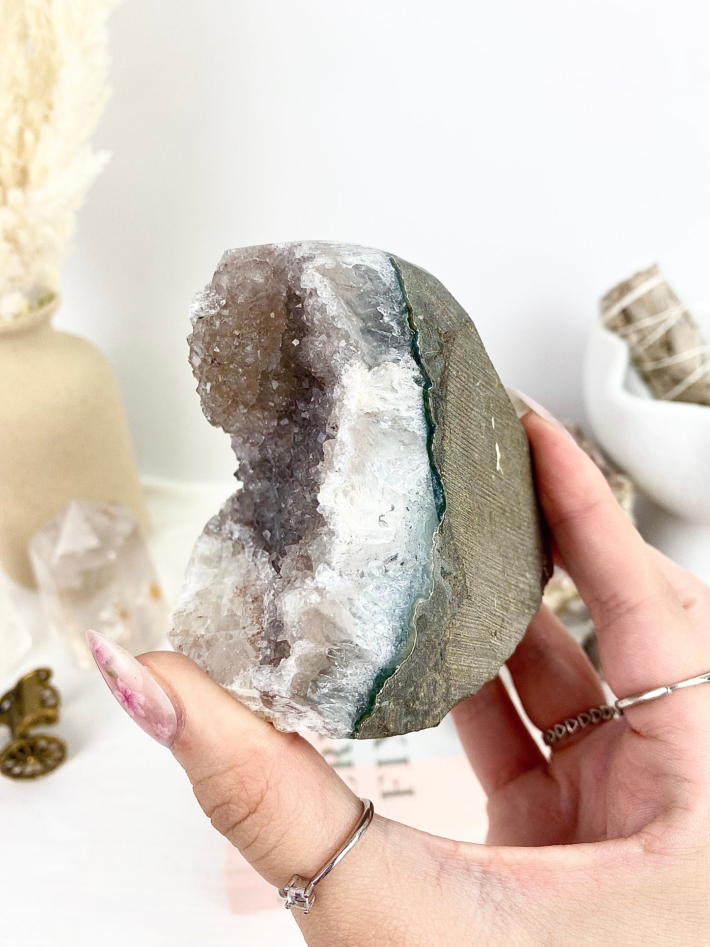 Amethyst with Calcite Freeform