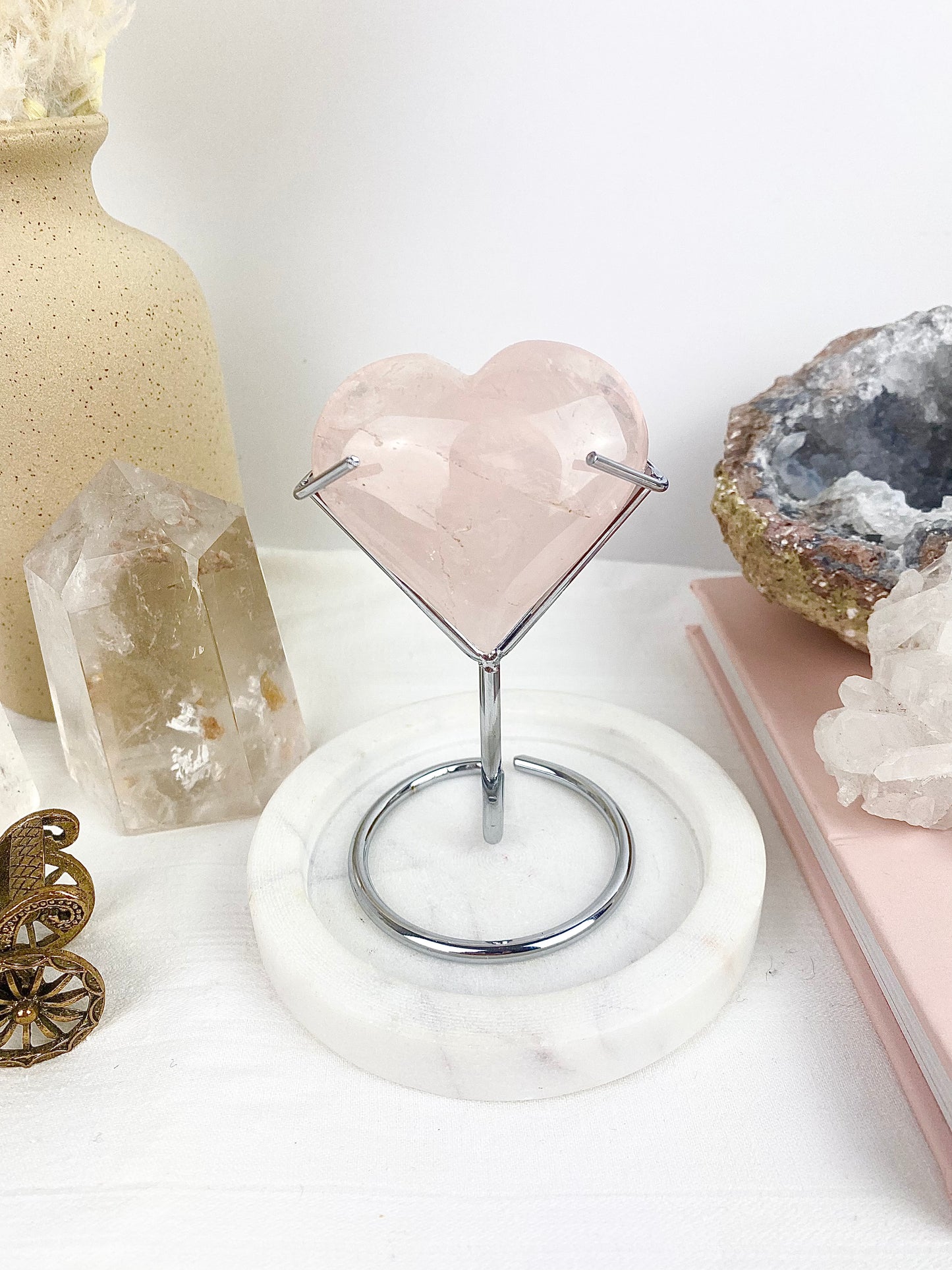 Rose Quartz Heart on Stand