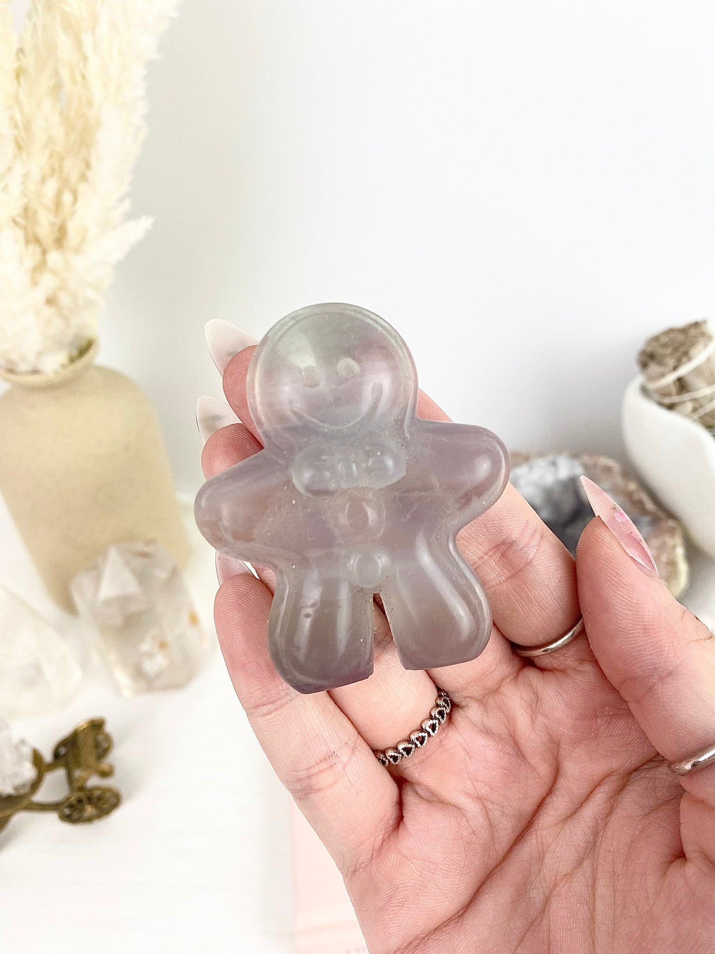 Lavender Fluorite Gingerbread Man