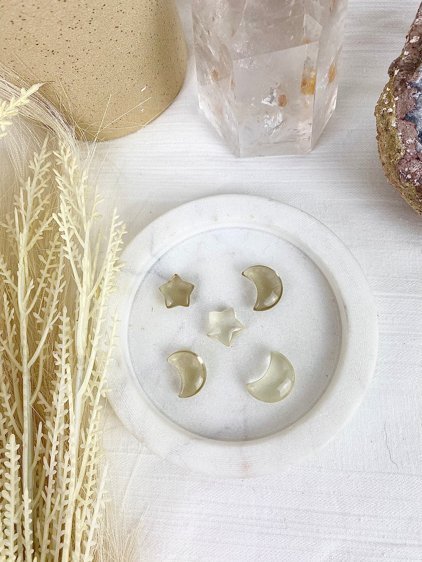 A-Grade Citrine Moon & Star Carvings