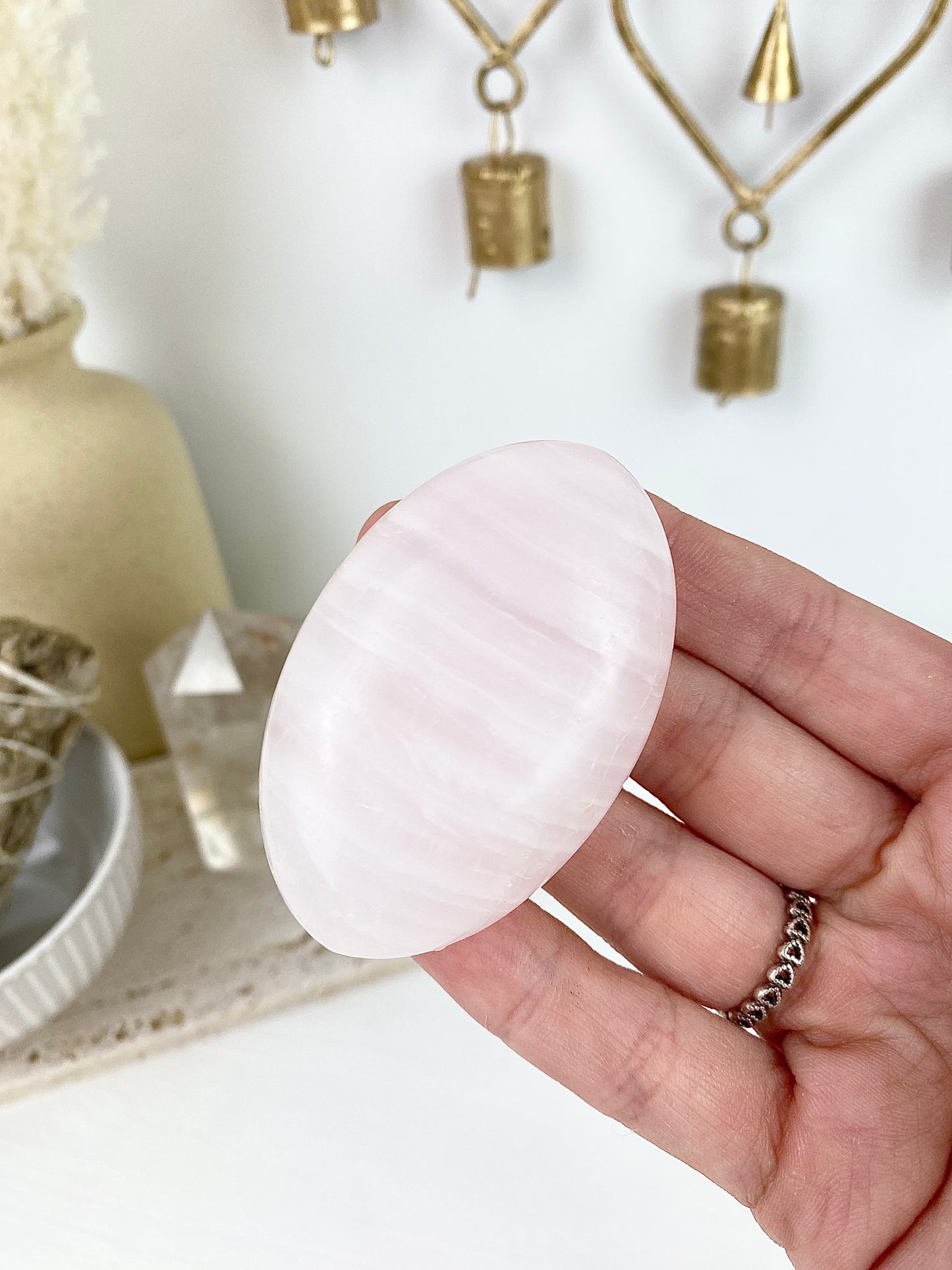 Pink Mangano Calcite Palm Stones