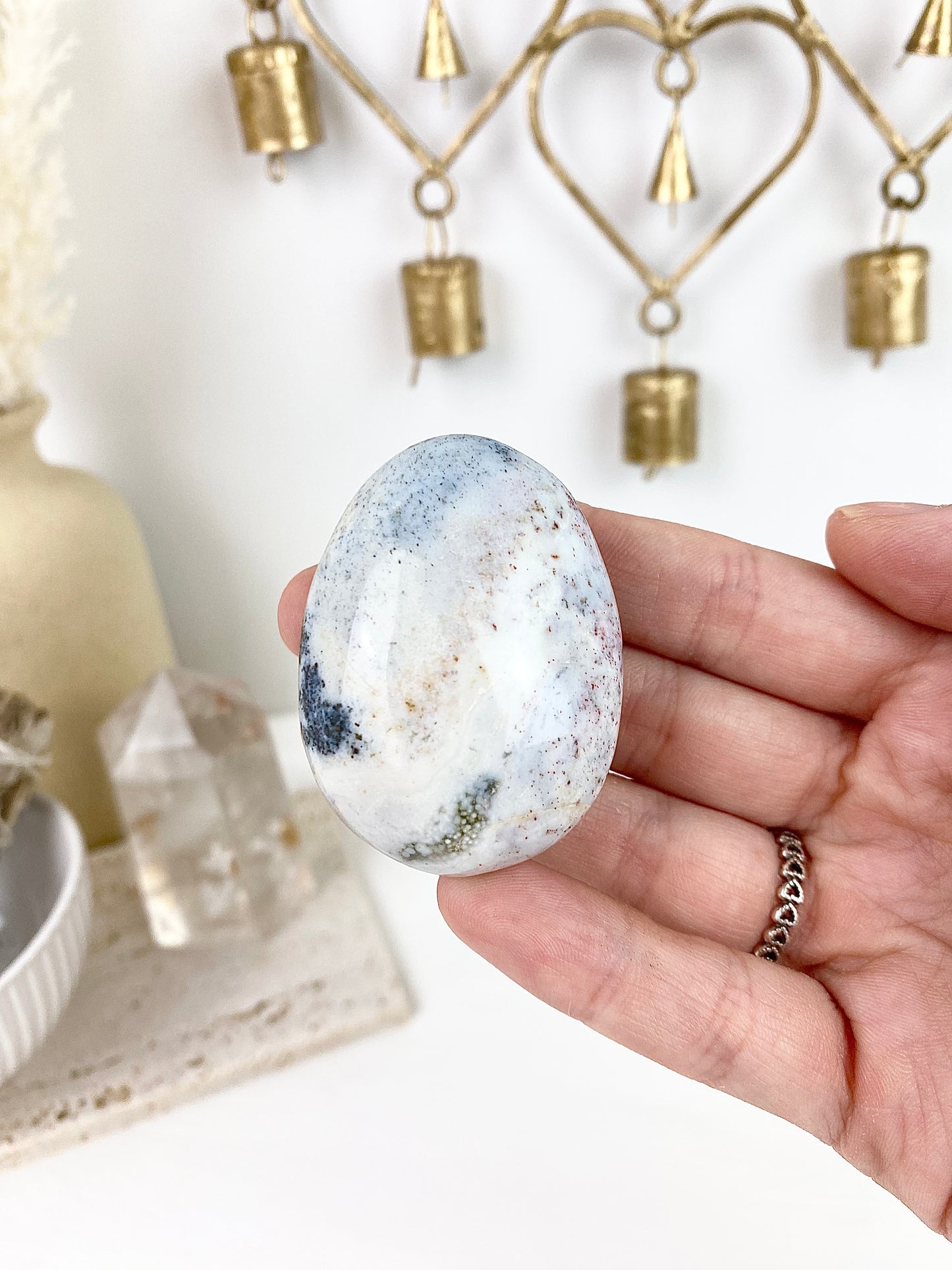 ✿ Pastel Ocean Jasper Palm Stones ✿