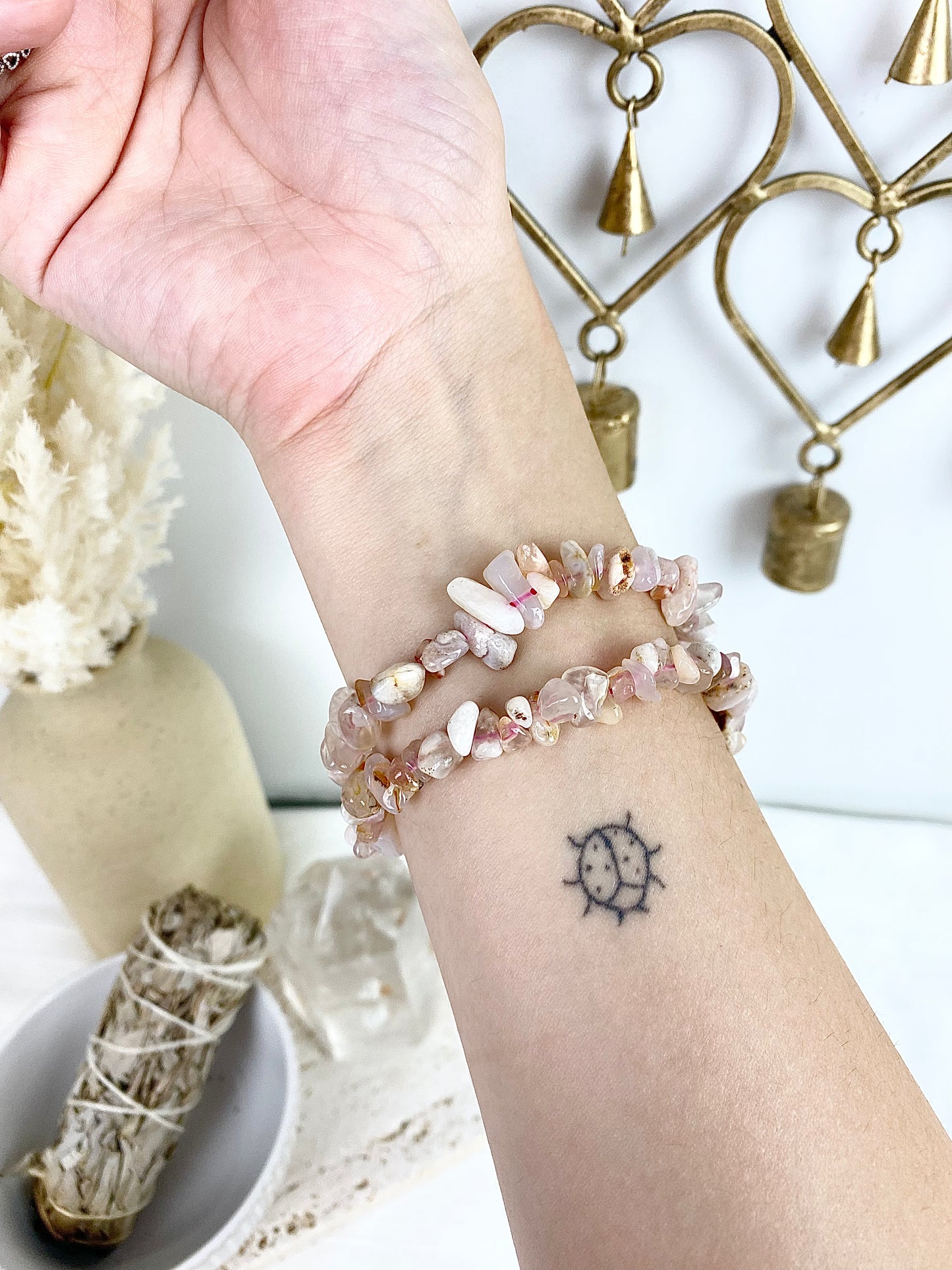 Flower Agate Chip Bracelets