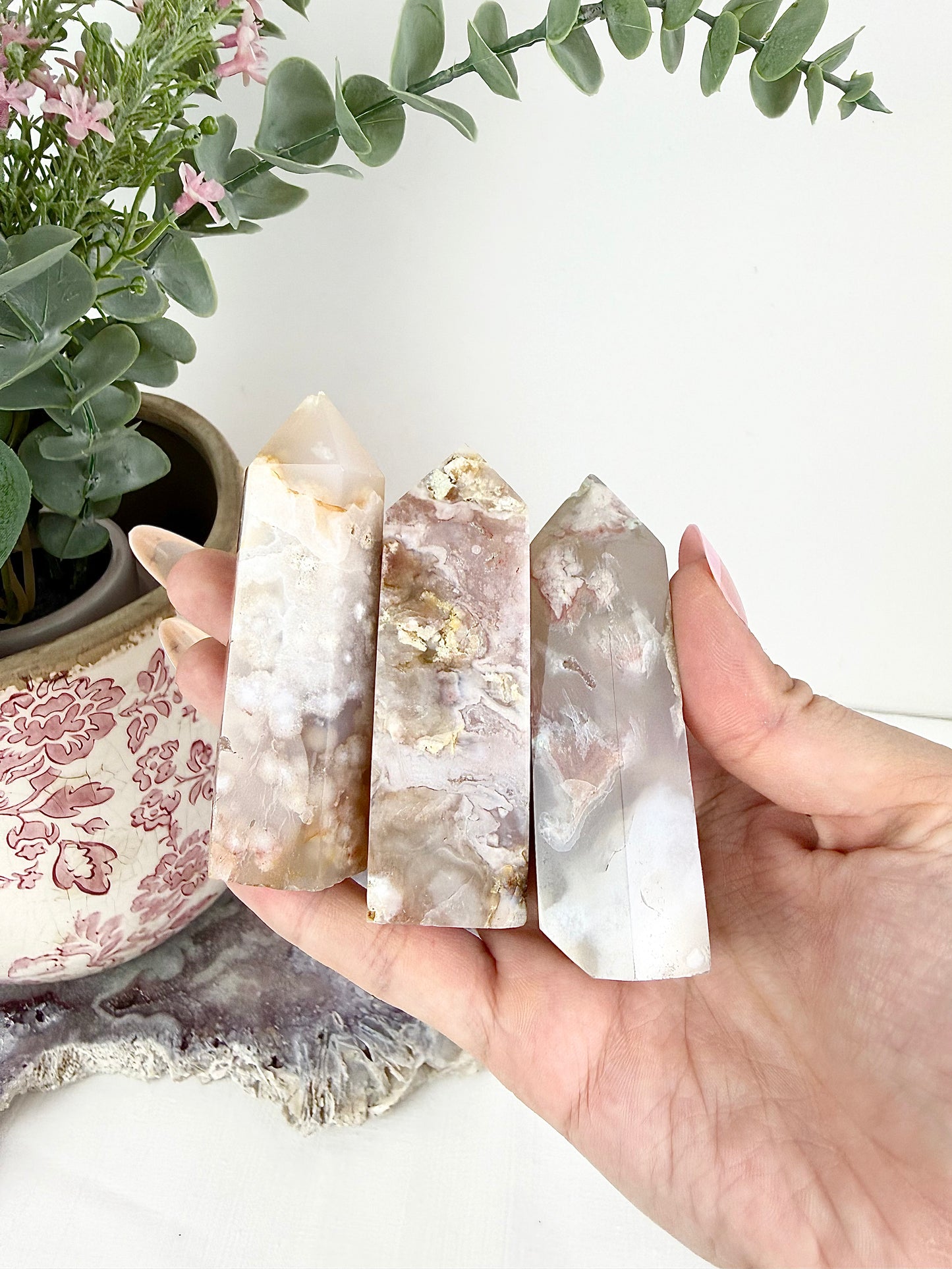 ✿ Pink Amethyst x Flower Agate Towers ✿