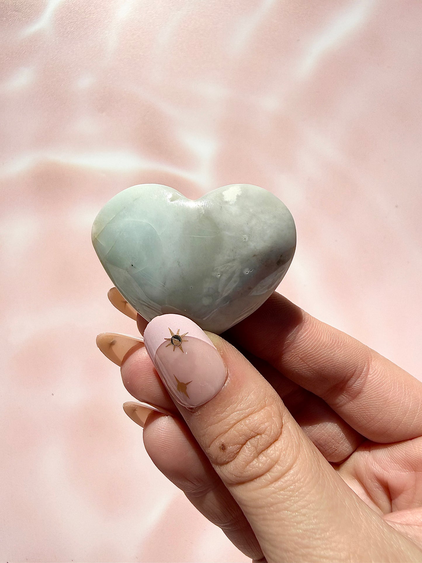 Green Flower Agate Heart