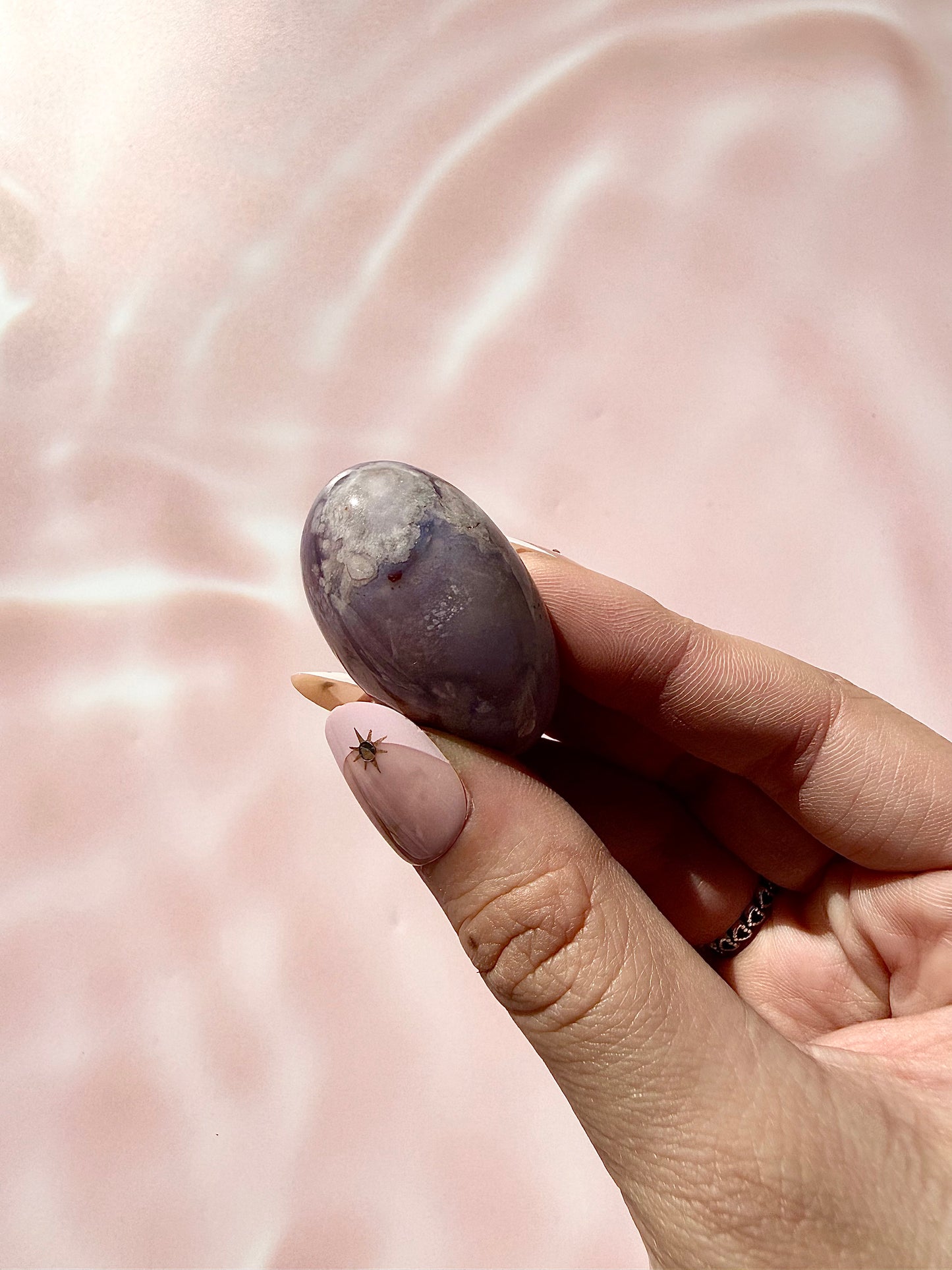 Blue Flower Agate with Pink Amethyst Shivas