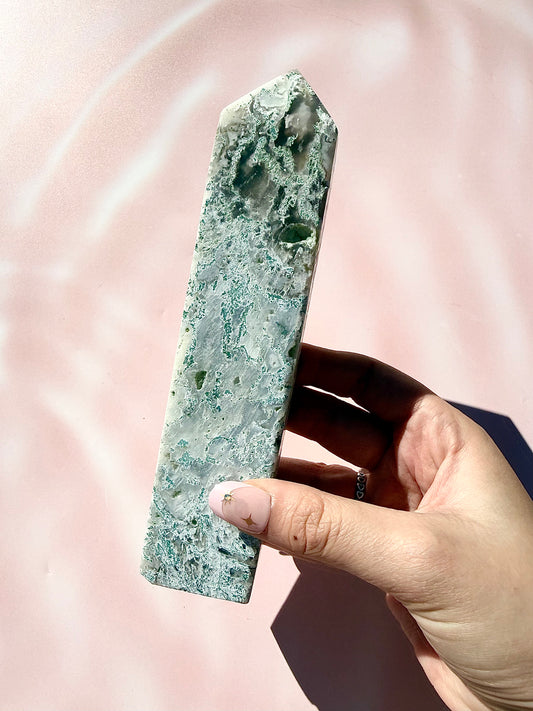 Moss Agate Large Tower