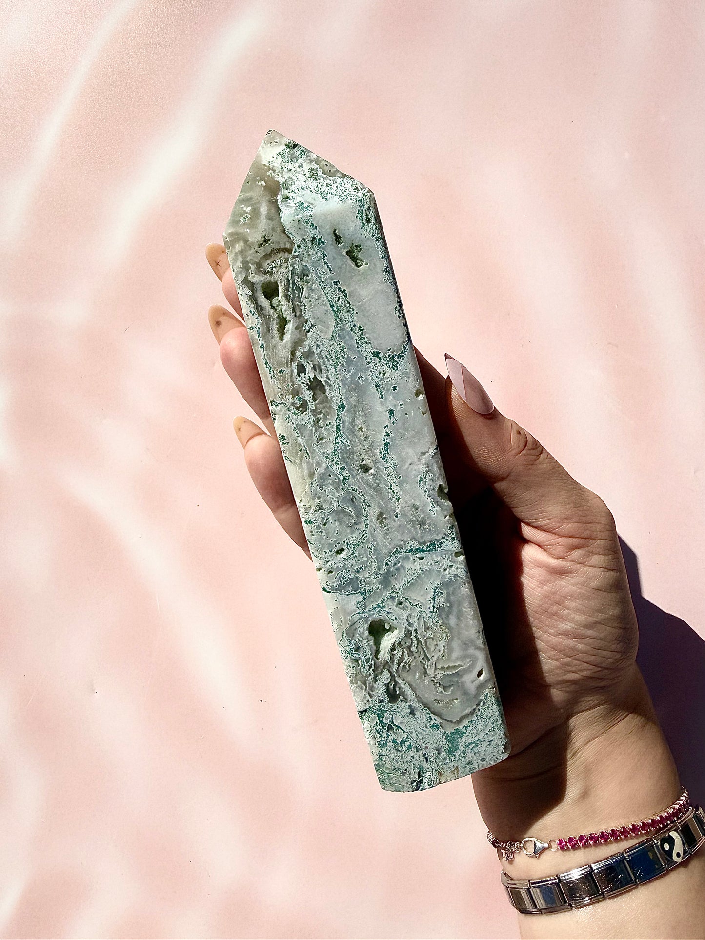 Moss Agate Large Tower
