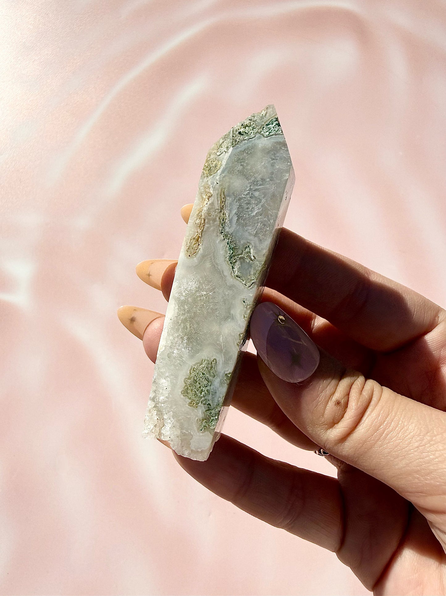 Moss Agate Druzy Tower