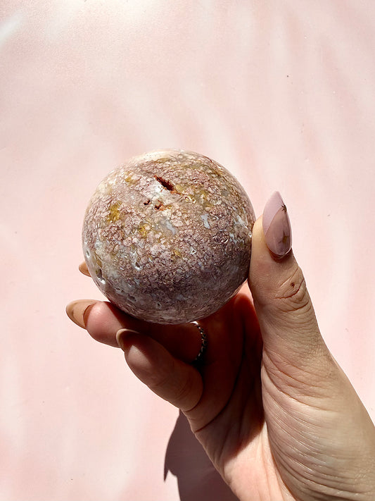 Pink Agate Sphere with Stand