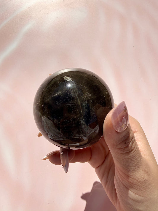 Black Moonstone Sphere with Stand