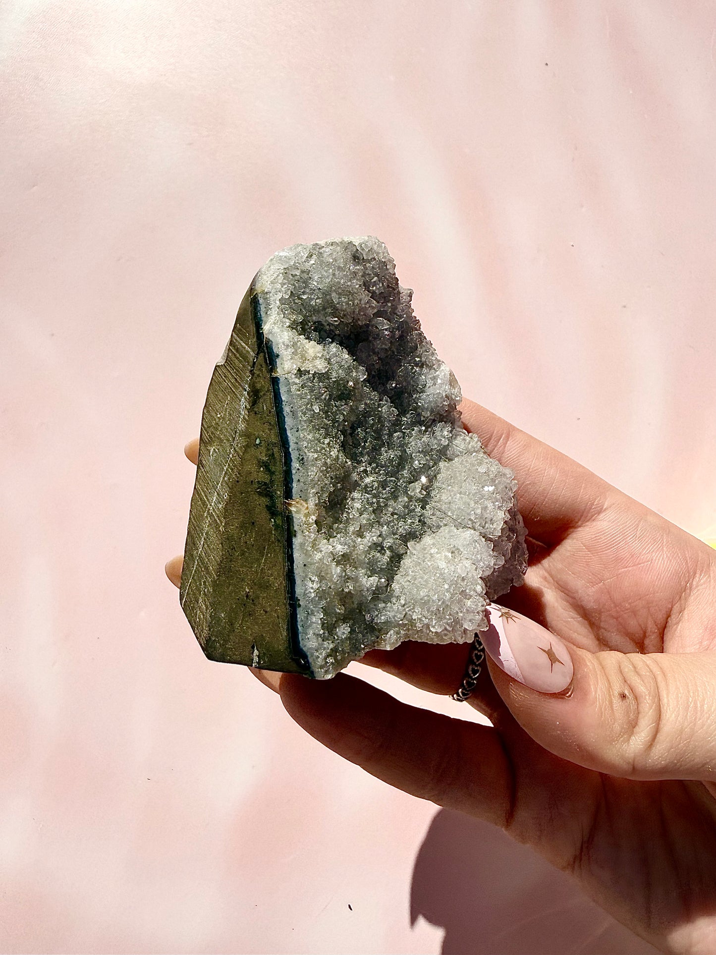Green Amethyst Cutbase Cluster