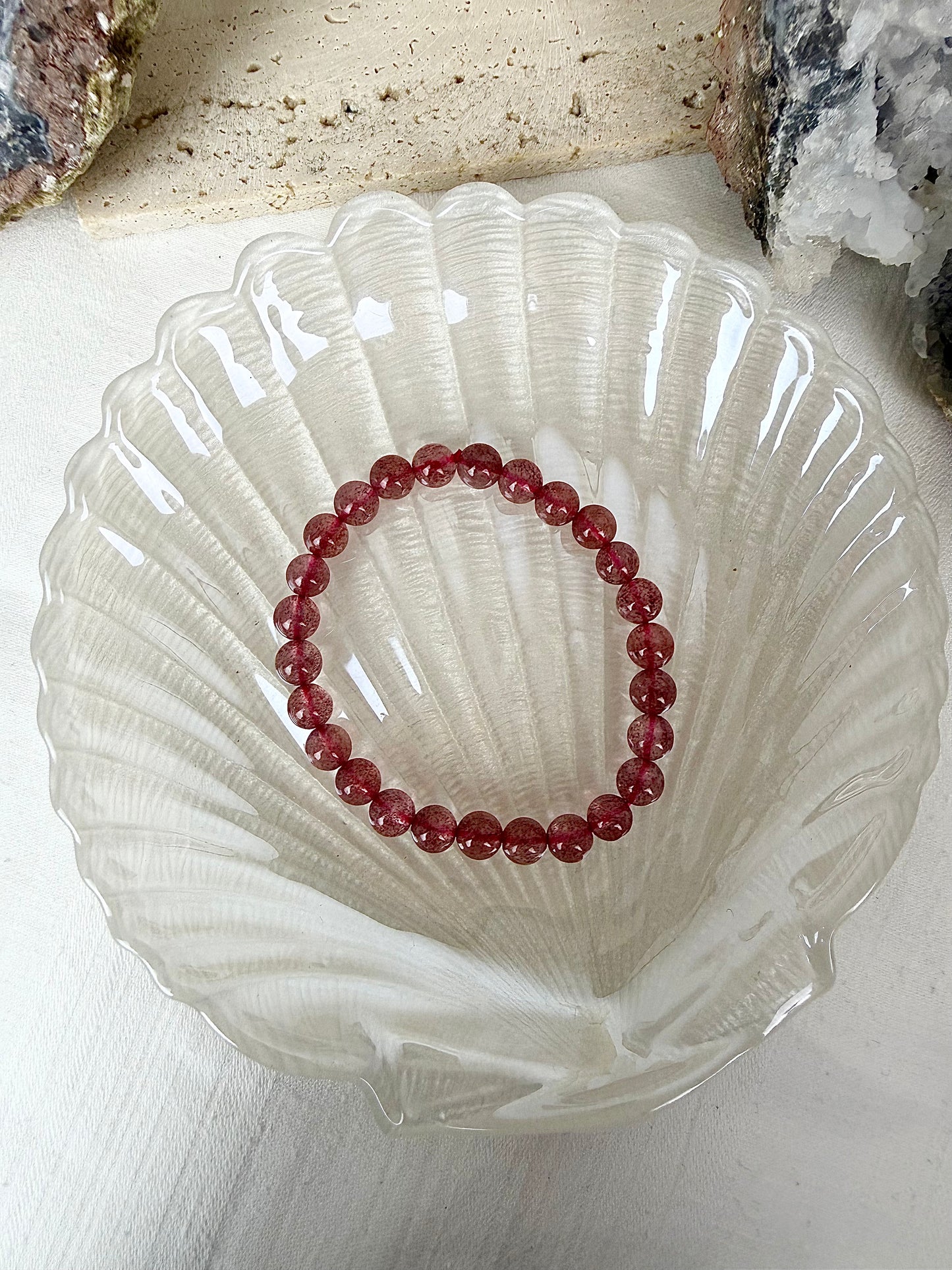 Strawberry Quartz Beaded Bracelet