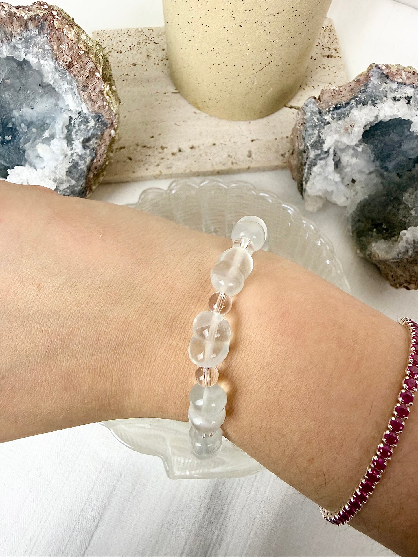 Lavender Fluorite Heart Carving Bracelet