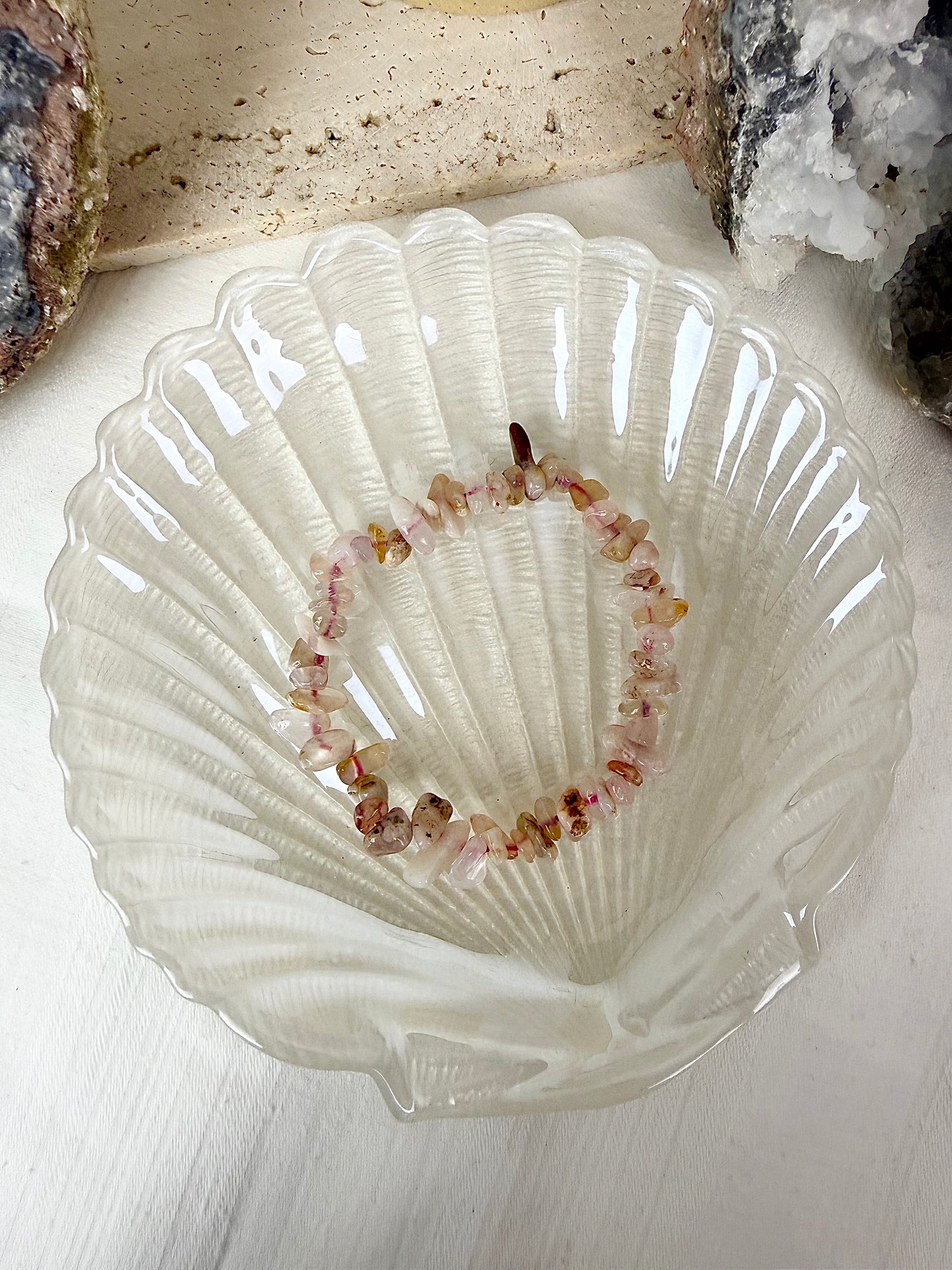 Flower Agate Chip Bracelet