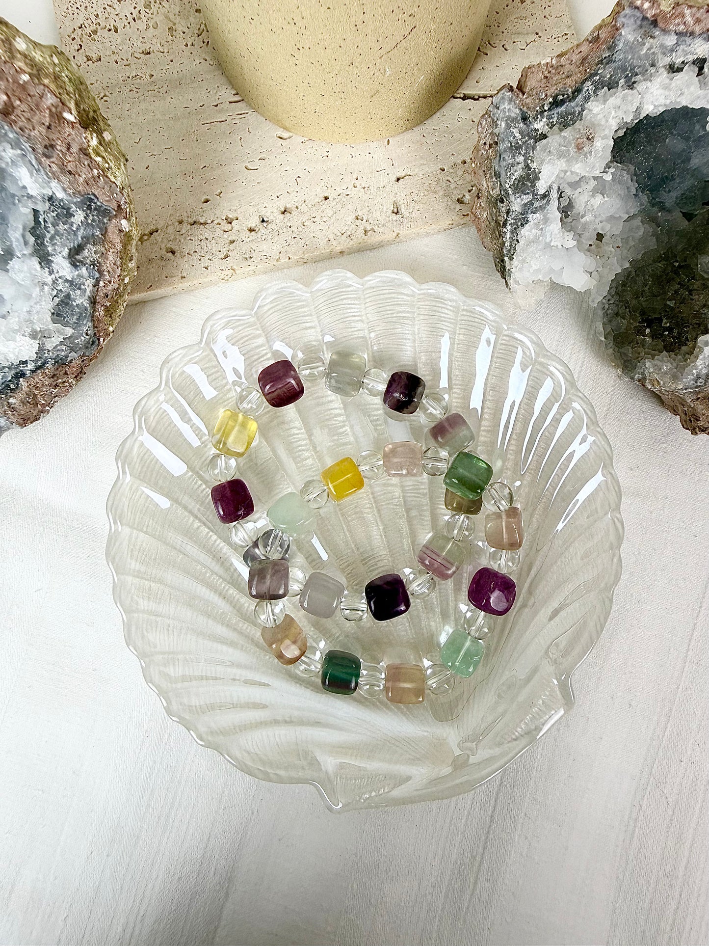 Fluorite Chunky Beaded Bracelets
