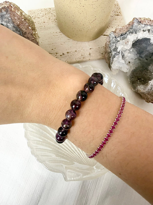 Purple Fluorite Beaded Bracelet