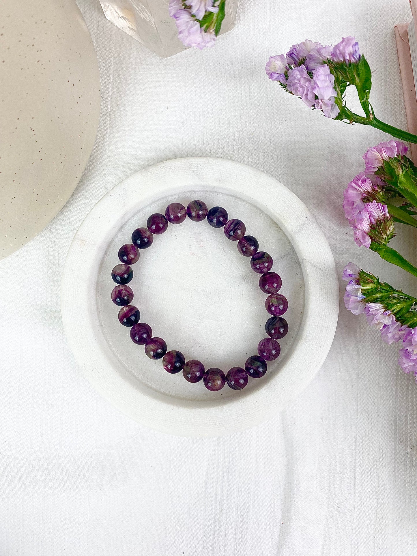 š Watermelon Fluorite Beaded Bracelet ā§ 6mm