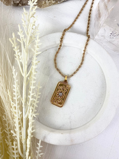 Sun Tarot Card Gold Necklace