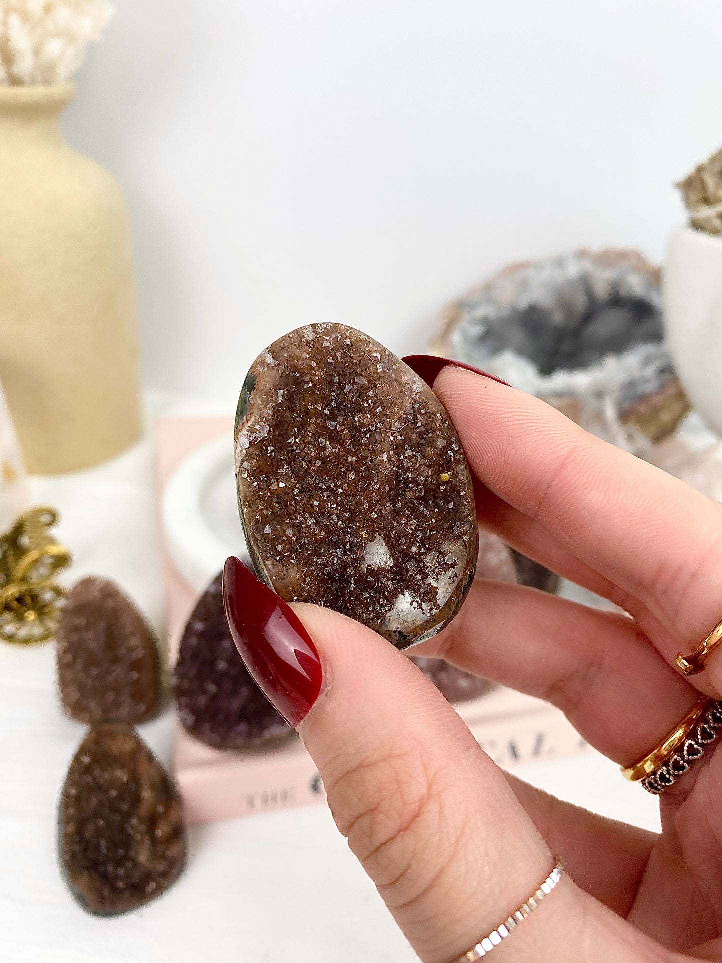 Sparkly Pink & Red Druzy Amethyst Geodes