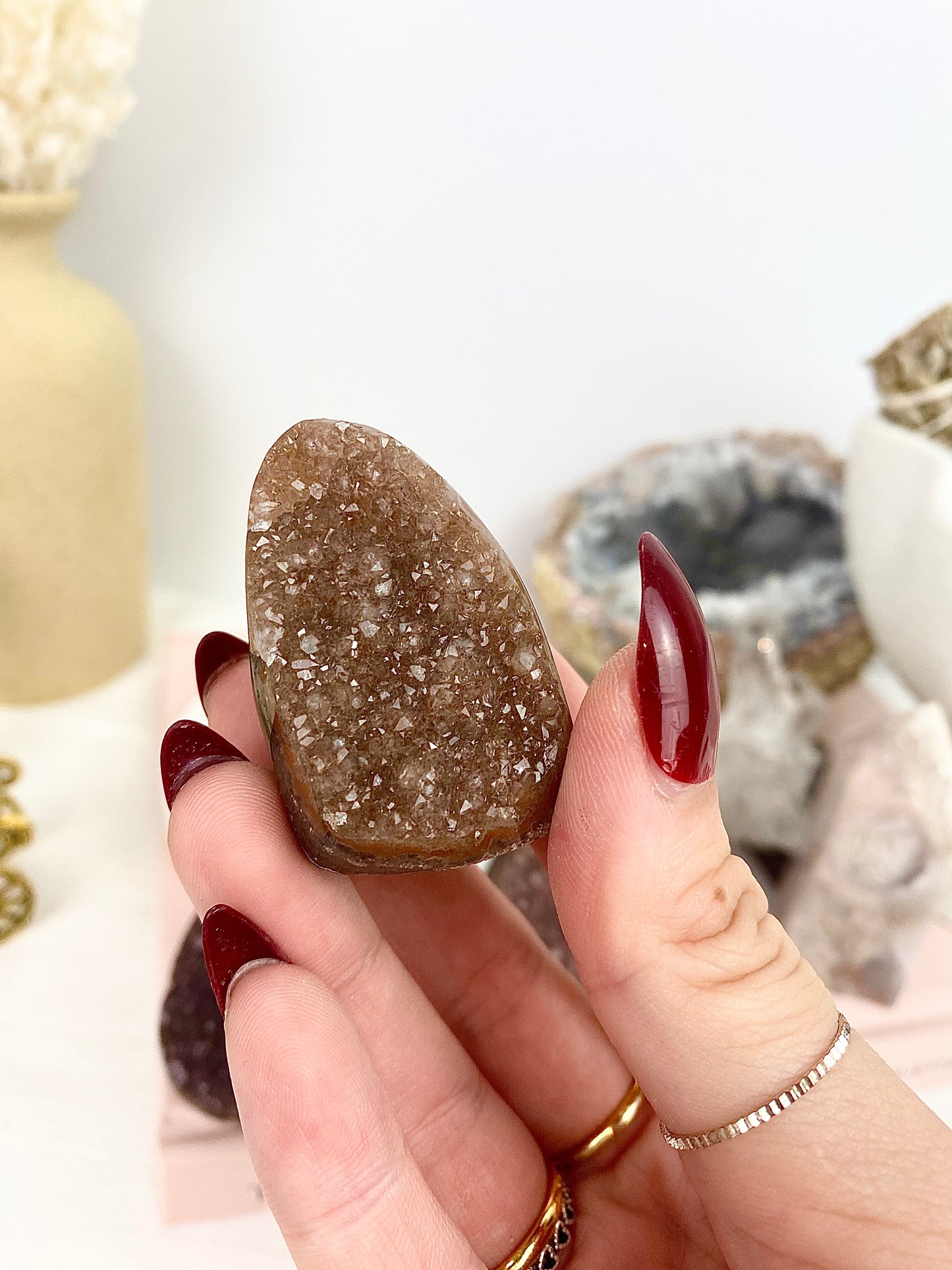 Sparkly Pink & Red Druzy Amethyst Geodes