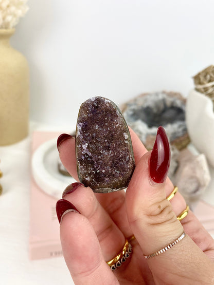 Sparkly Pink & Red Druzy Amethyst Geodes