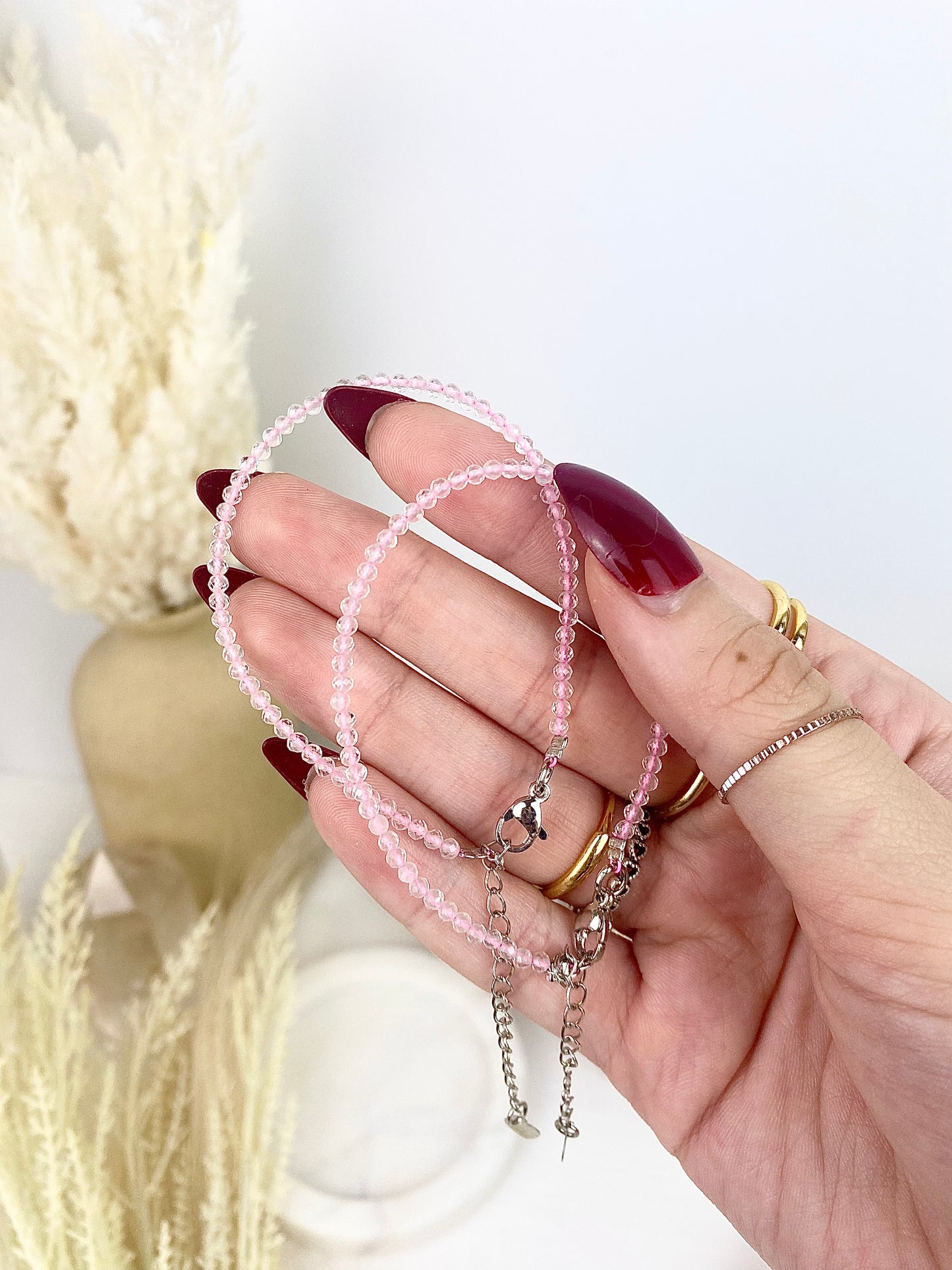 Rose Quartz Faceted Clasp Bracelet