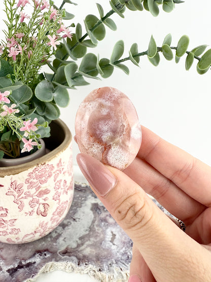 Pink Amethyst x Flower Agate Palm Stones
