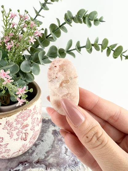 Pink Amethyst x Flower Agate Palm Stones