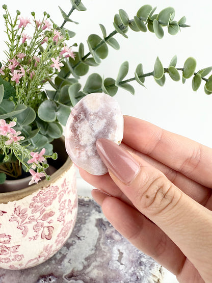 Pink Amethyst x Flower Agate Palm Stones