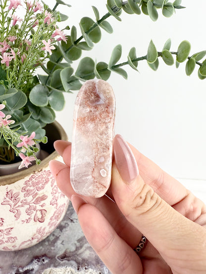 Pink Amethyst x Flower Agate Palm Stones