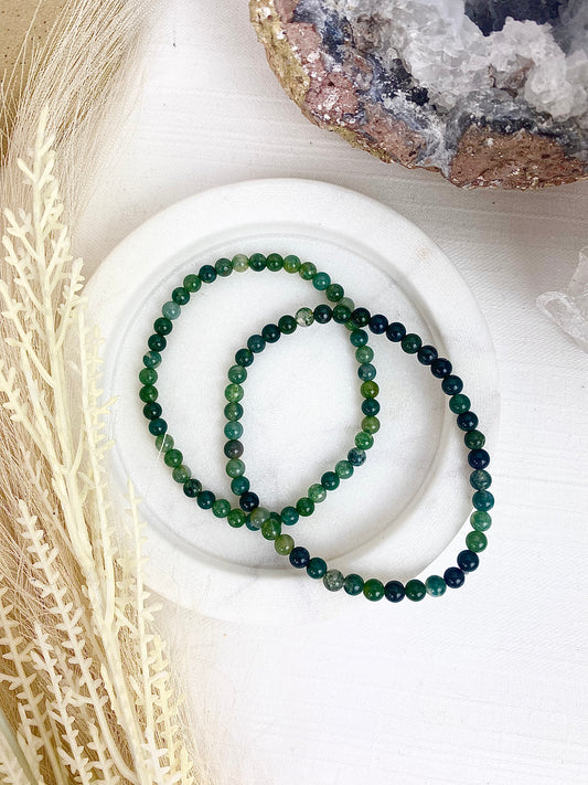 Moss Agate Small Beaded Bracelets