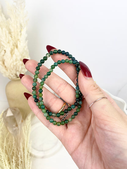 Moss Agate Small Beaded Bracelets