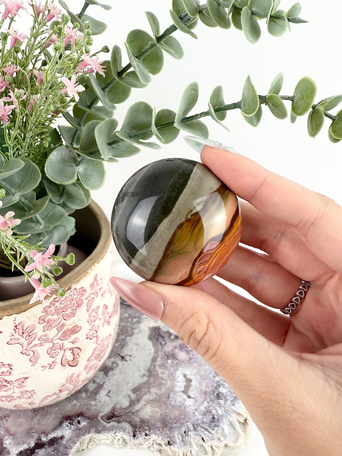 Polychrome Jasper Round Palm Stones