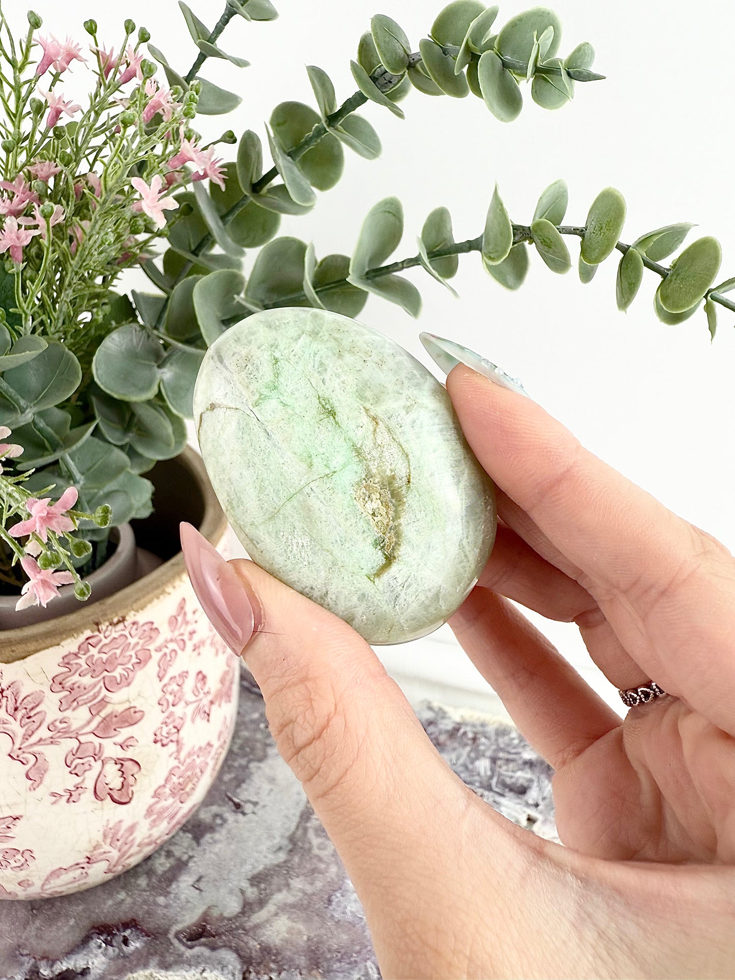 Green Moonstone Palm Stones