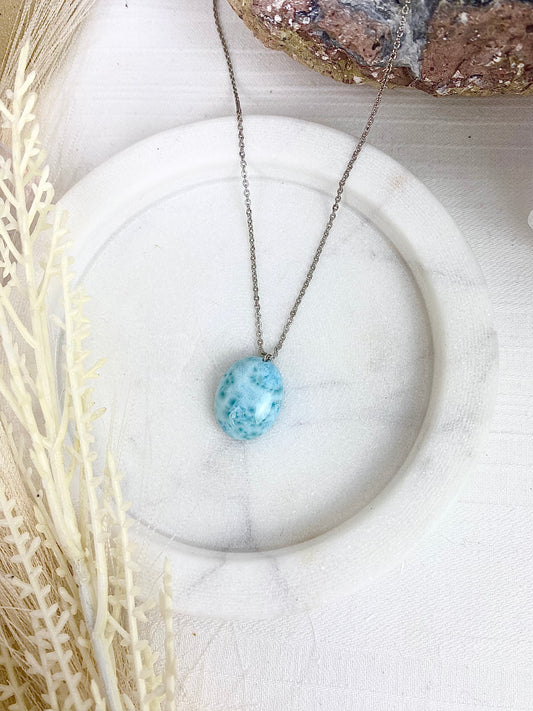 s925 Larimar Oval Necklace